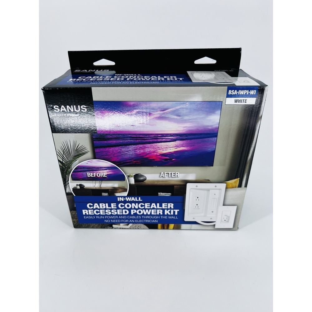 Sanus - In-Wall Cable Concealer Recessed Power Kit for Mounted TVs - White NIB
